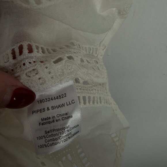 Veronica Beard Cruz Eyelet One Shoulder Top Ivory White Size 4 EUC - Picture 8 of 14
